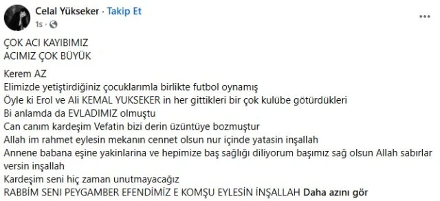 Gebzespor’un eski futbolcusu Kerem Az hayatını kaybetti