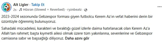 Gebzespor’un eski futbolcusu Kerem Az hayatını kaybetti