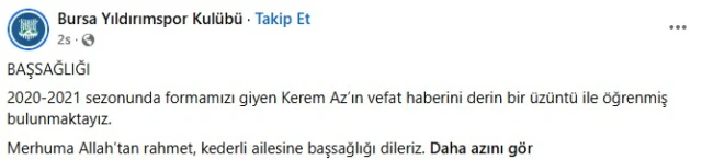 Gebzespor’un eski futbolcusu Kerem Az hayatını kaybetti
