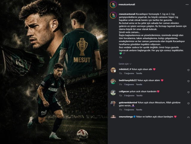 Mesut Can Tunalı’dan Kocaelispor’a duygusal veda